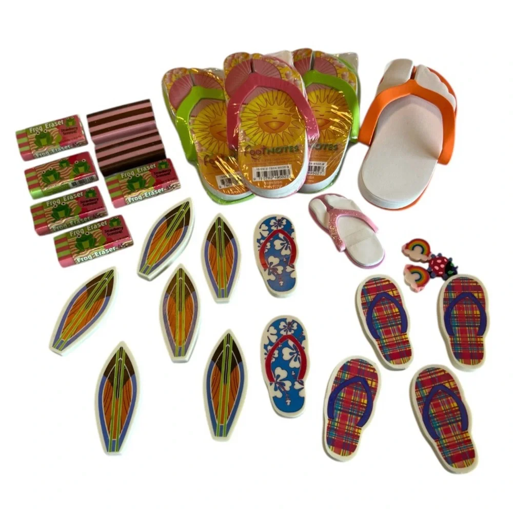 Footnotes Vibrant Flip-Flop, Frog Stripe, Surfboard Party Favors Paper & Erasers